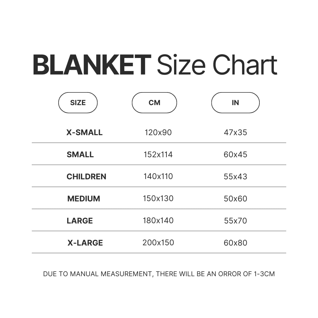 Blanket Size Chart - Berserk Merchandise Store