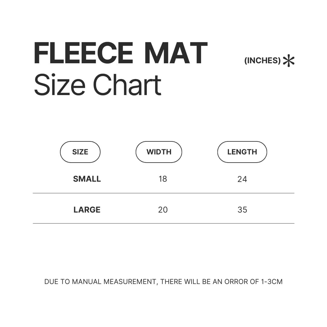 Fleece Mat Size Chart - Berserk Merchandise Store