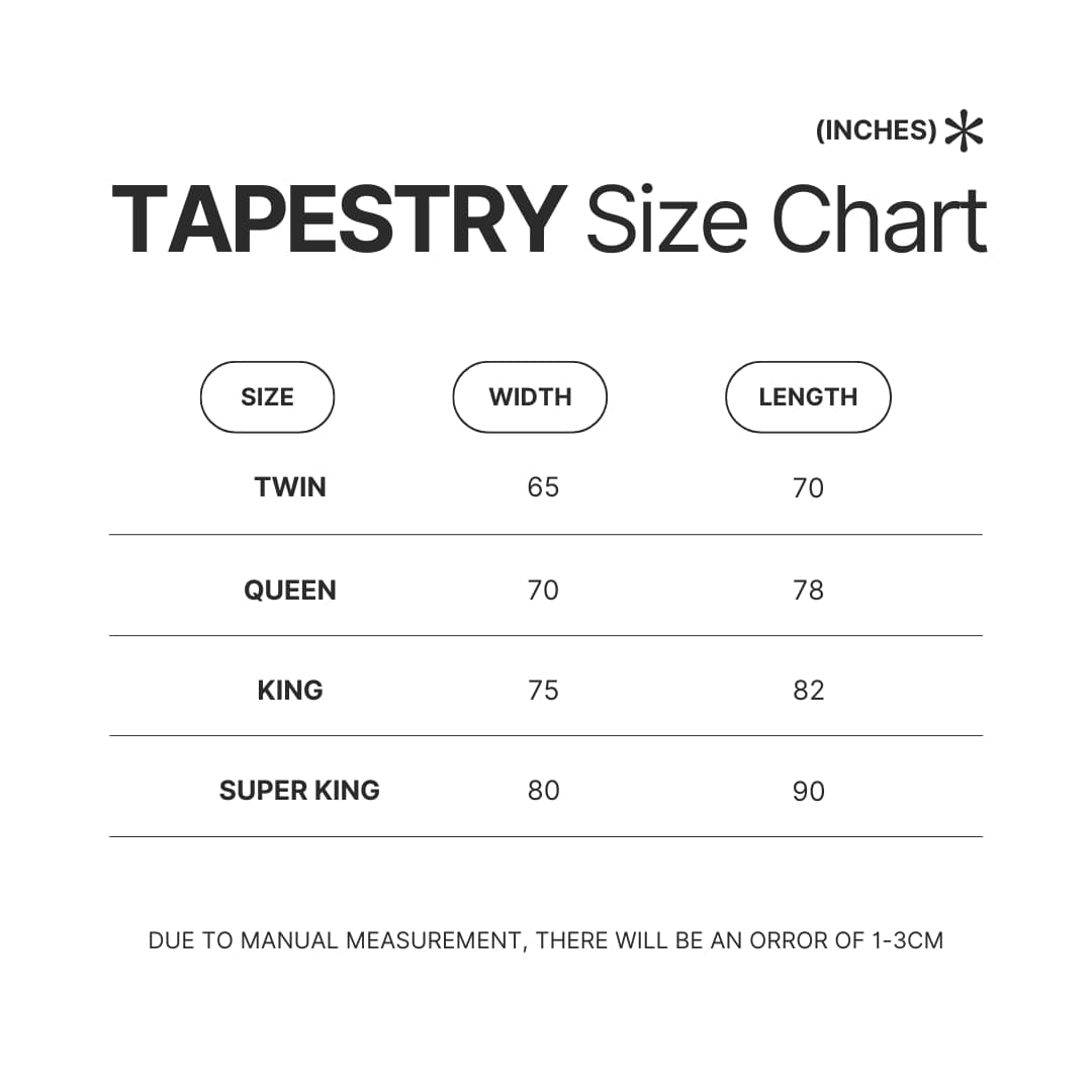Tapestry Size Chart - Berserk Merchandise Store